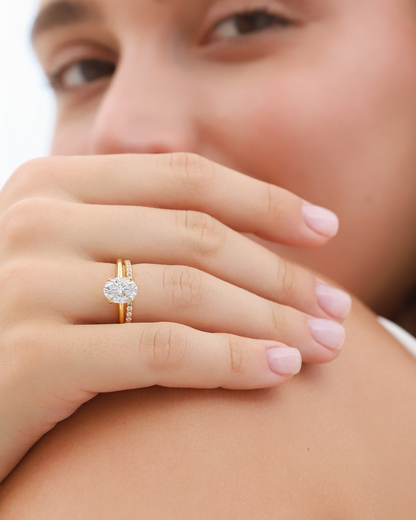 2 ct Oval Solitaire Moissanite Engagement Ring in 18k Gold Vermeil - SJR London Timepiece