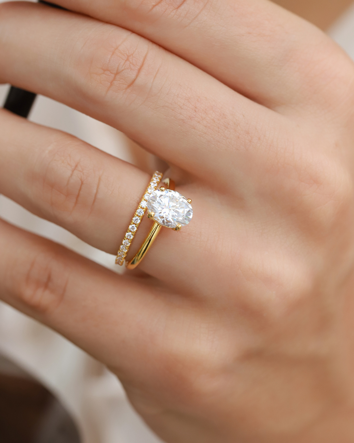 2 ct Oval Solitaire Moissanite Engagement Ring in 18k Gold Vermeil - SJR London Timepiece