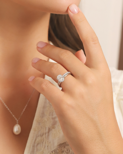 2 ct Oval Solitaire Moissanite Engagement Ring in Sterling Silver - SJR London Timepiece