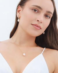 Large Freshwater Pearl Pendant Necklace in 18k Gold Vermeil - SJR London Timepiece