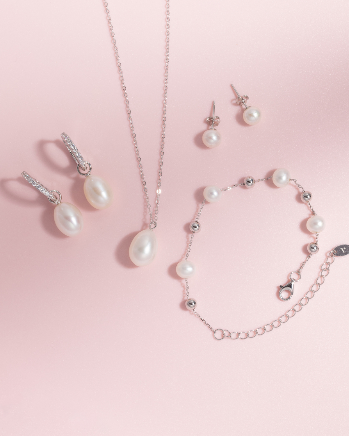 Freshwater Pearl Hoop Drop Earrings with Removable Pearls in Sterling Silver - SJR London Timepiece