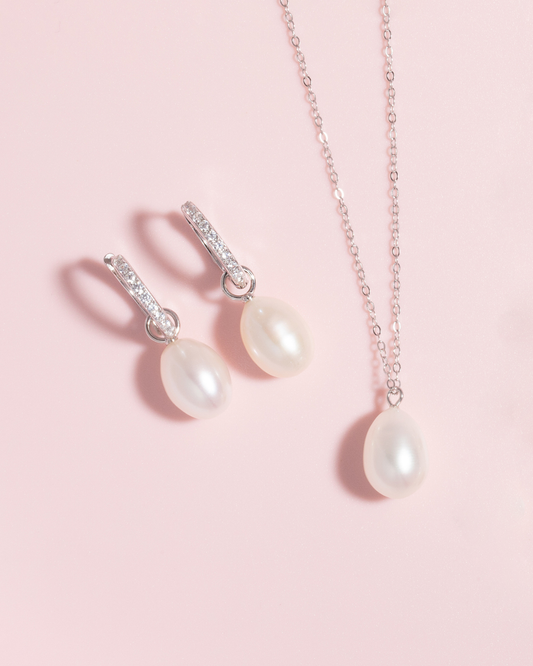 Timeless Pearl Jewellery Set in Sterling Silver - SJR London Timepiece