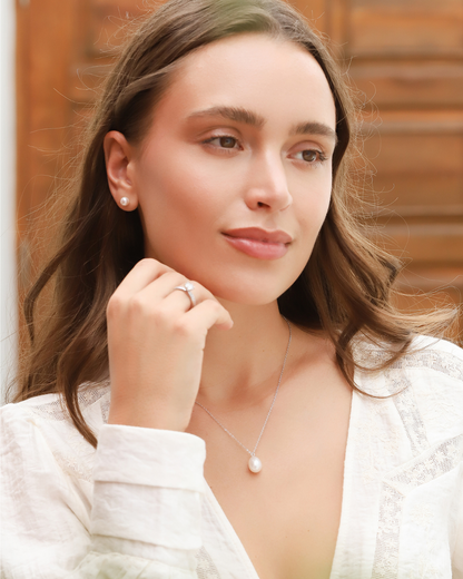 Freshwater Pearl Stud Earrings in Sterling Silver - SJR London Timepiece