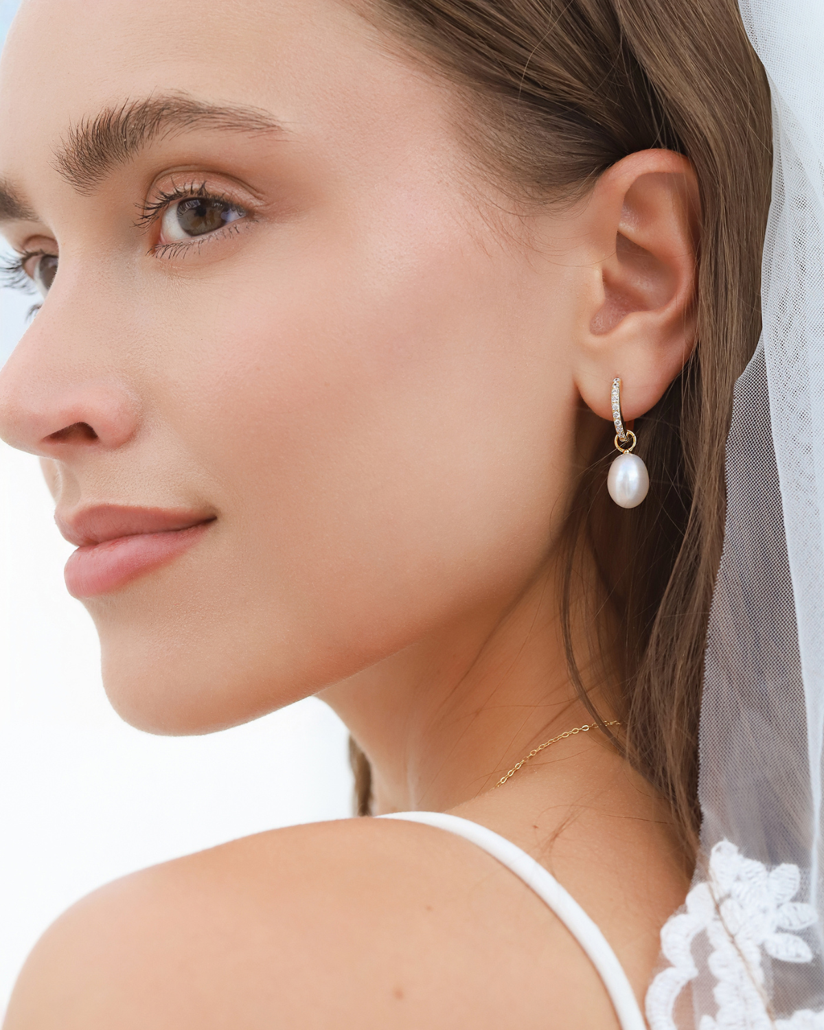 Freshwater Pearl Hoop Drop Earrings in 18k Gold Vermeil - SJR London Timepiece