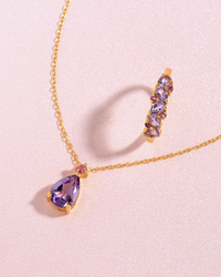 Pink Ruby & Amethyst Pear Cut Half Eternity Band in 18k Gold Vermeil - SJR London Timepiece