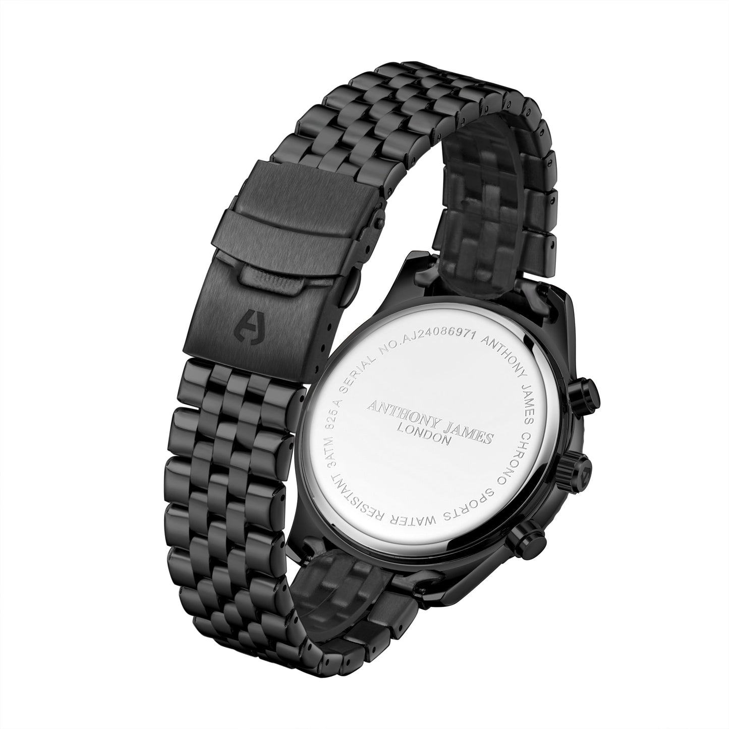 Hand Assembled Anthony James Chrono Sports Black - SJR London Timepiece