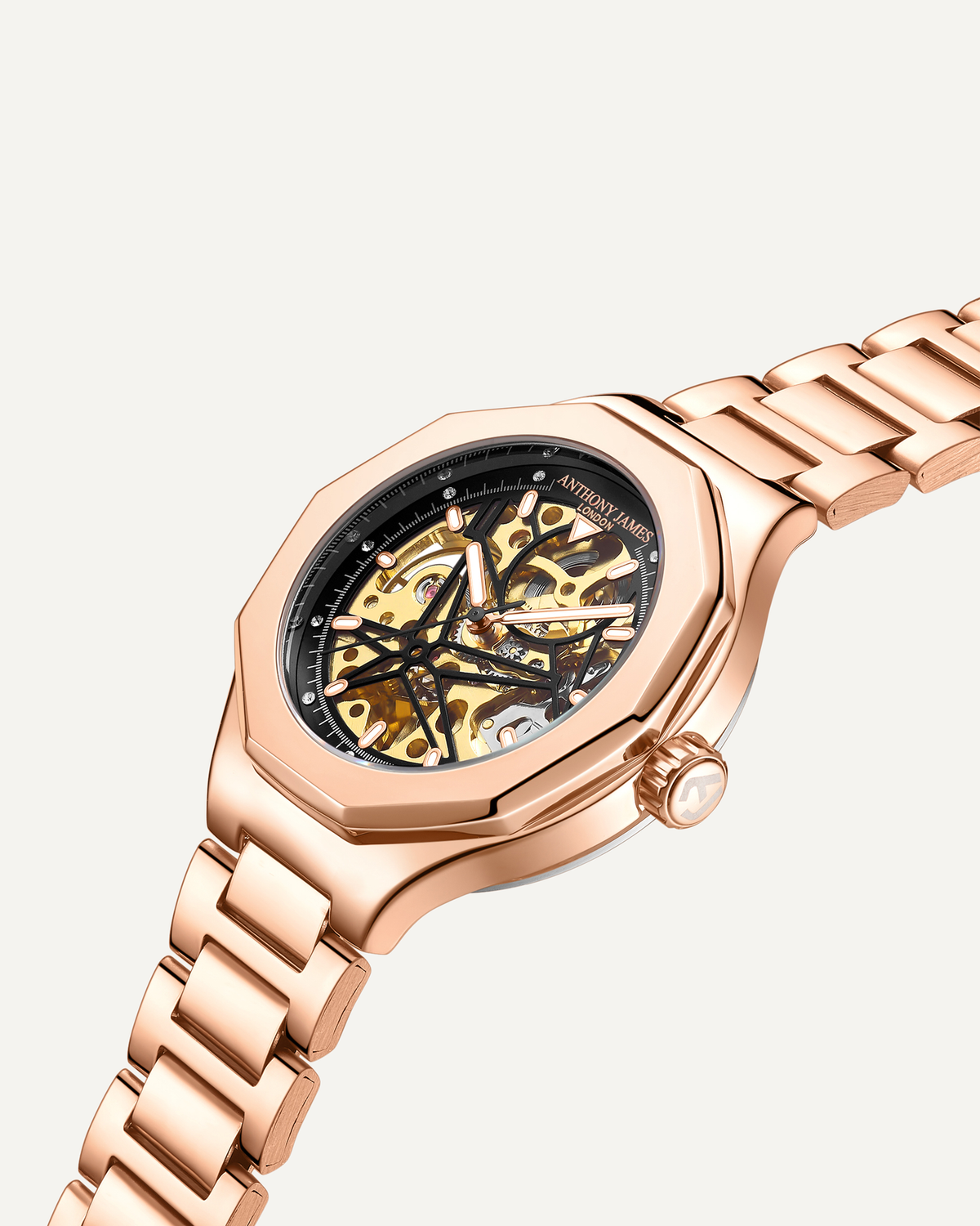 Hand Assembled Anthony James Sports Skeleton Automatic Rose - SJR London Timepiece