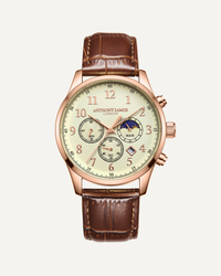 Hand Assembled Anthony James Limited Edition Moonphase Chronograph Rose White - SJR London Timepiece