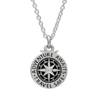 Travel Safe Compass St Christopher Small Silver Necklace Scarlett Jewellery
