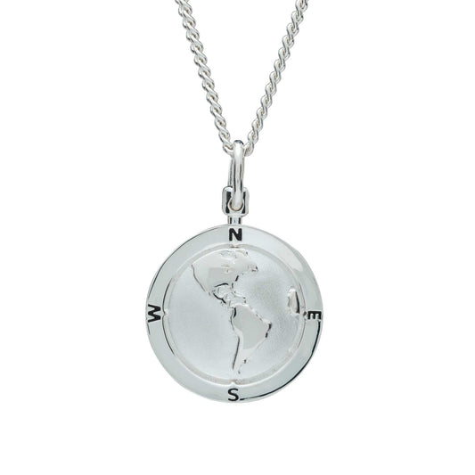 Americas Map Globe Personalised St Christopher - Silver Chain Scarlett Jewellery