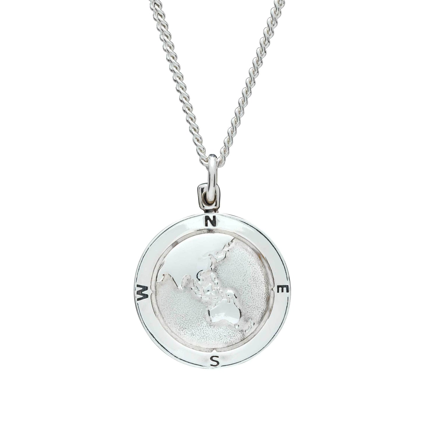 Australasia Map Globe Personalised St Christopher - Silver Chain Scarlett Jewellery