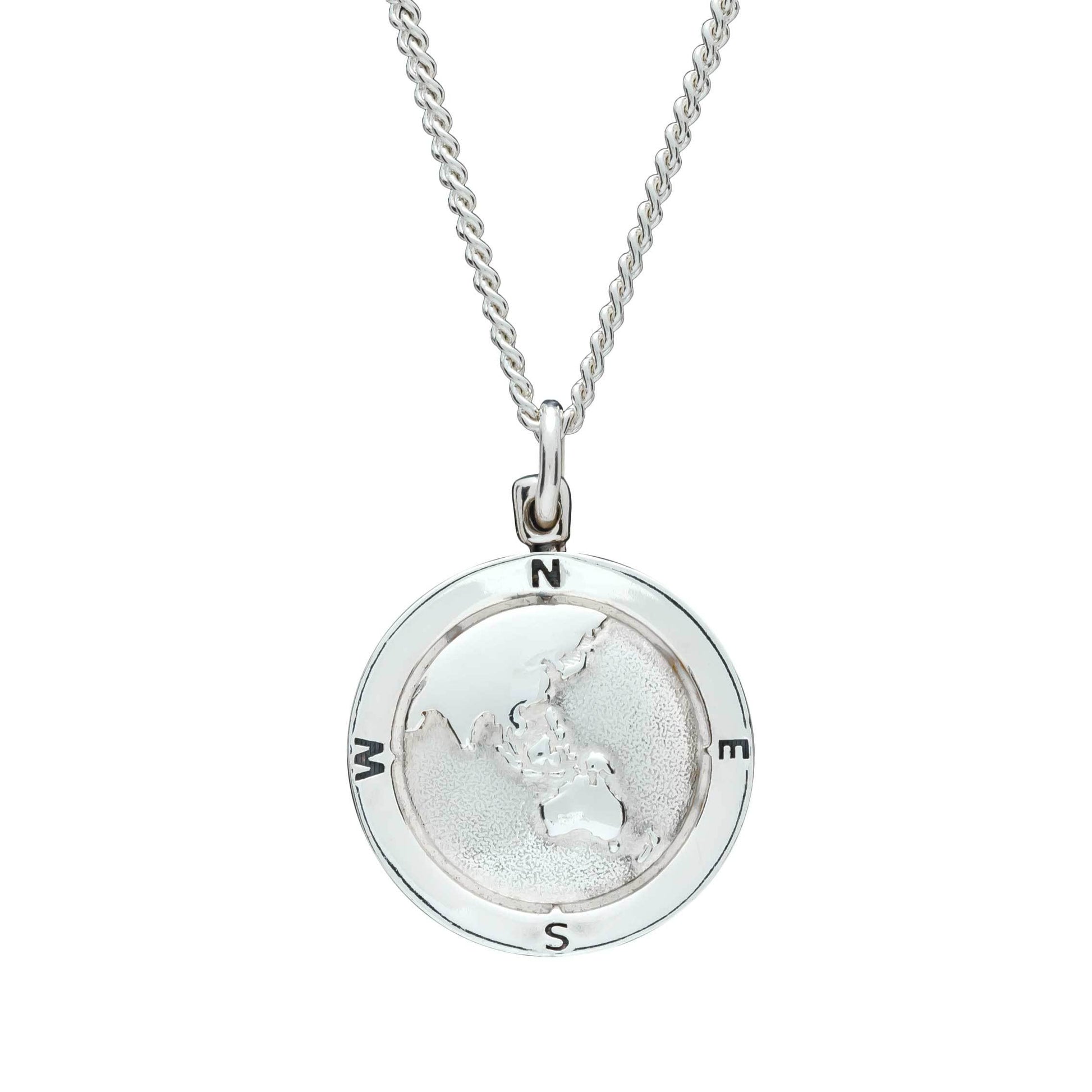 Australasia Map Globe Personalised St Christopher - Silver Chain Scarlett Jewellery