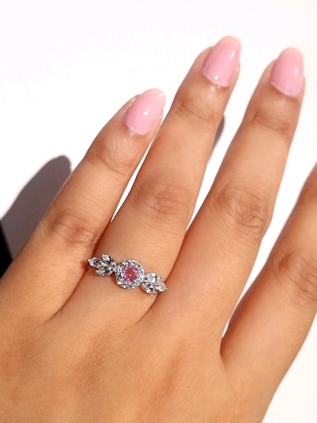 Aurelia Pink Sapphire Ring in Sterling Silver - SJR London Timepiece