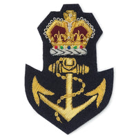 Crown & Anchor Blazer Badge in gold metal with black enamel background by Benson & Clegg.