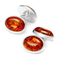 Baltic Amber Chain Sterling Silver Cufflinks Benson & Clegg