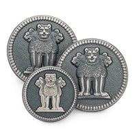 Three Lions Of Ashoka Blazer Button Set In Antique Silver Benson & Clegg