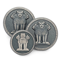 Three Lions Of Ashoka Blazer Button In Antique Silver Benson & Clegg