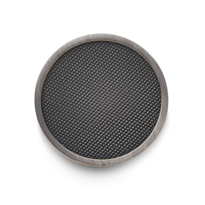 Antique silver blazer button with diamond weave texture by Benson & Clegg.