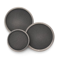 Antique silver blazer button with diamond weave texture by Benson & Clegg.