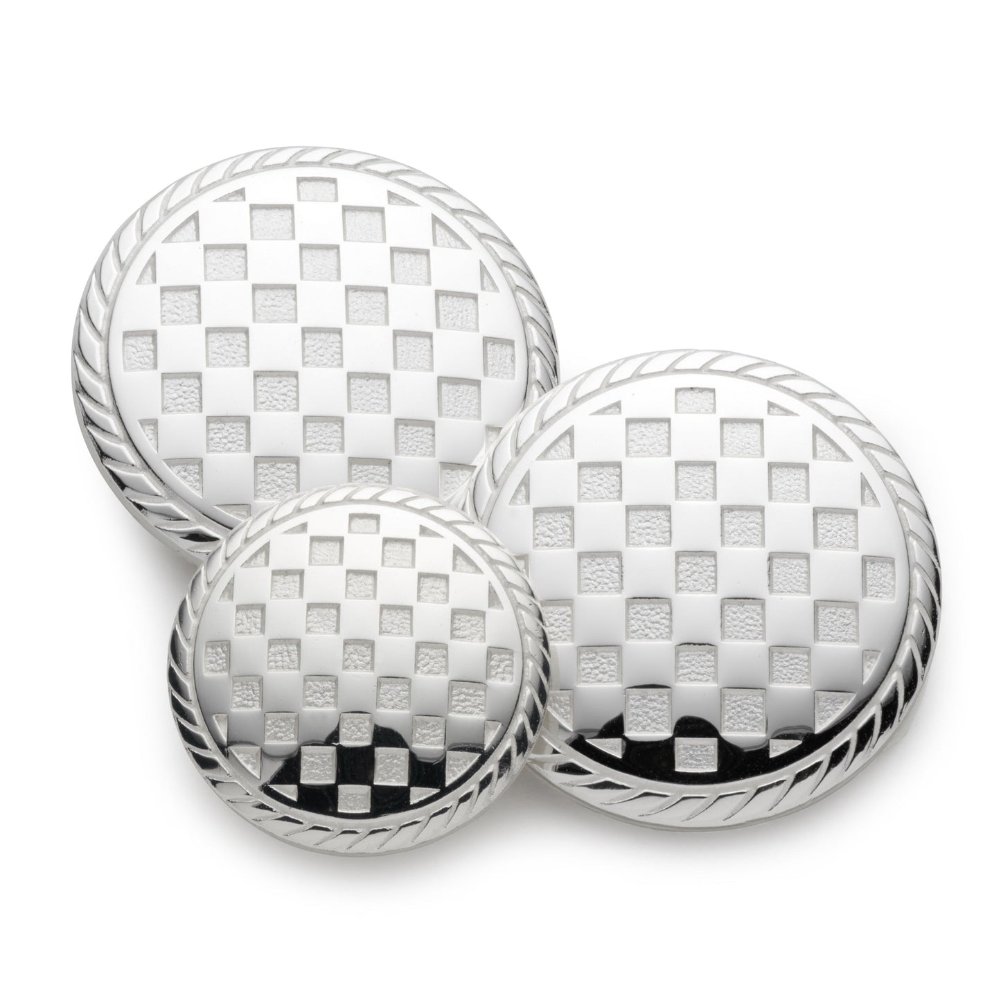 Checkerboard Blazer Button in Silver Benson & Clegg