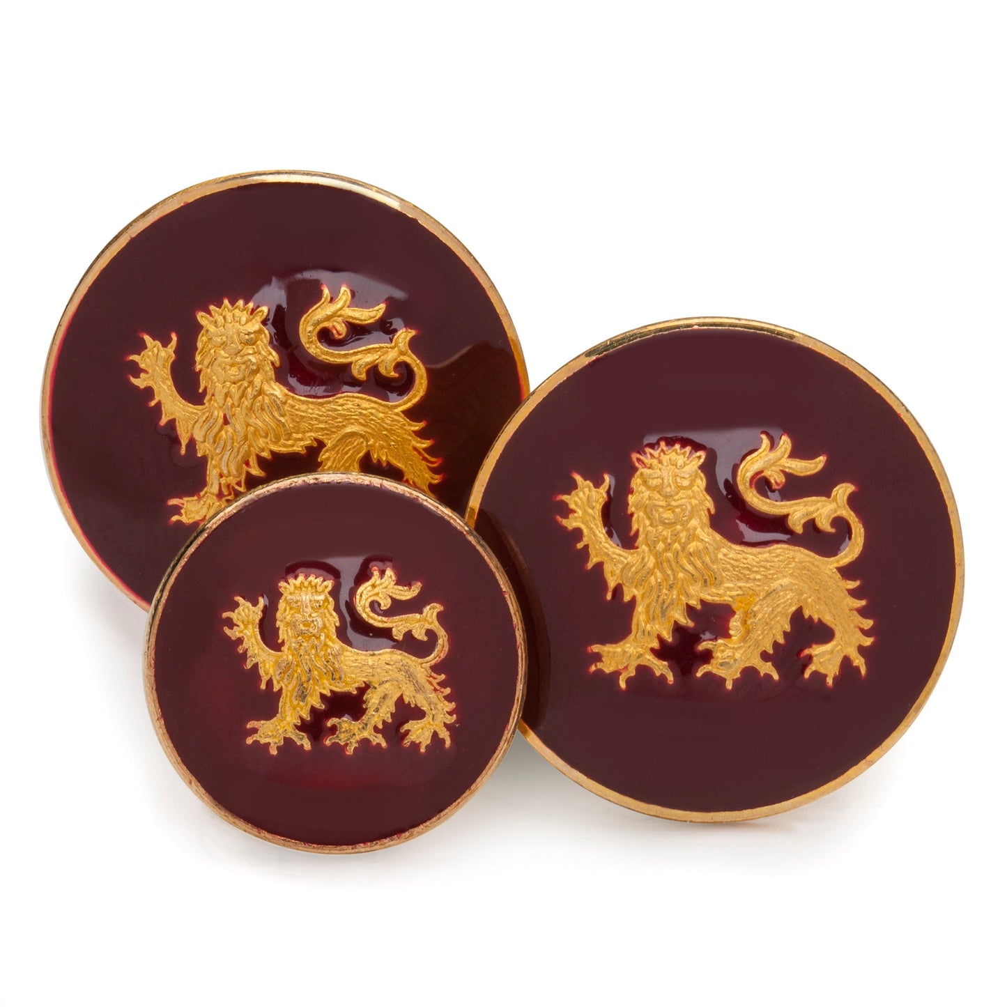 Lion Passant Guardant Blazer Button Set In Red Enamel Benson & Clegg