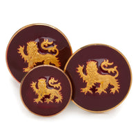 Lion Passant Guardant Blazer Button Set In Red Enamel Benson & Clegg