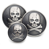 Skull & Crossbones Blazer Button Set In Antique Silver Benson & Clegg