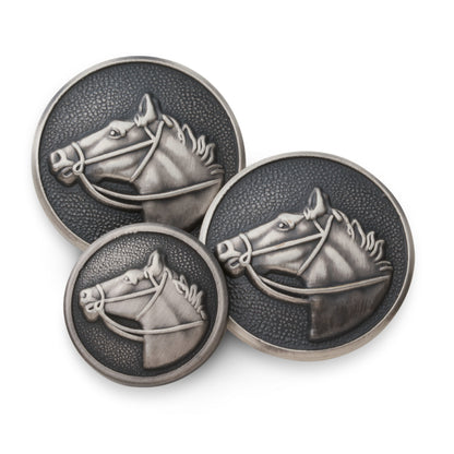 Horse Head Blazer Button In Antique Silver Benson & Clegg
