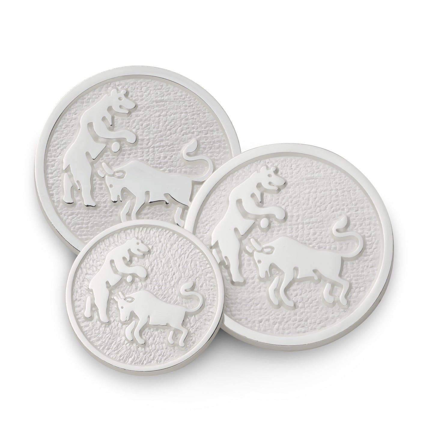Bull And Bear Blazer Button Set In Silver Benson & Clegg