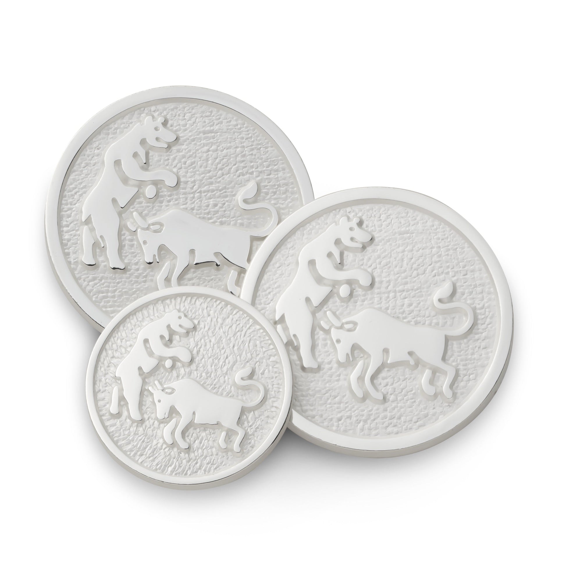 Bull And Bear Blazer Button Set In Silver Benson & Clegg