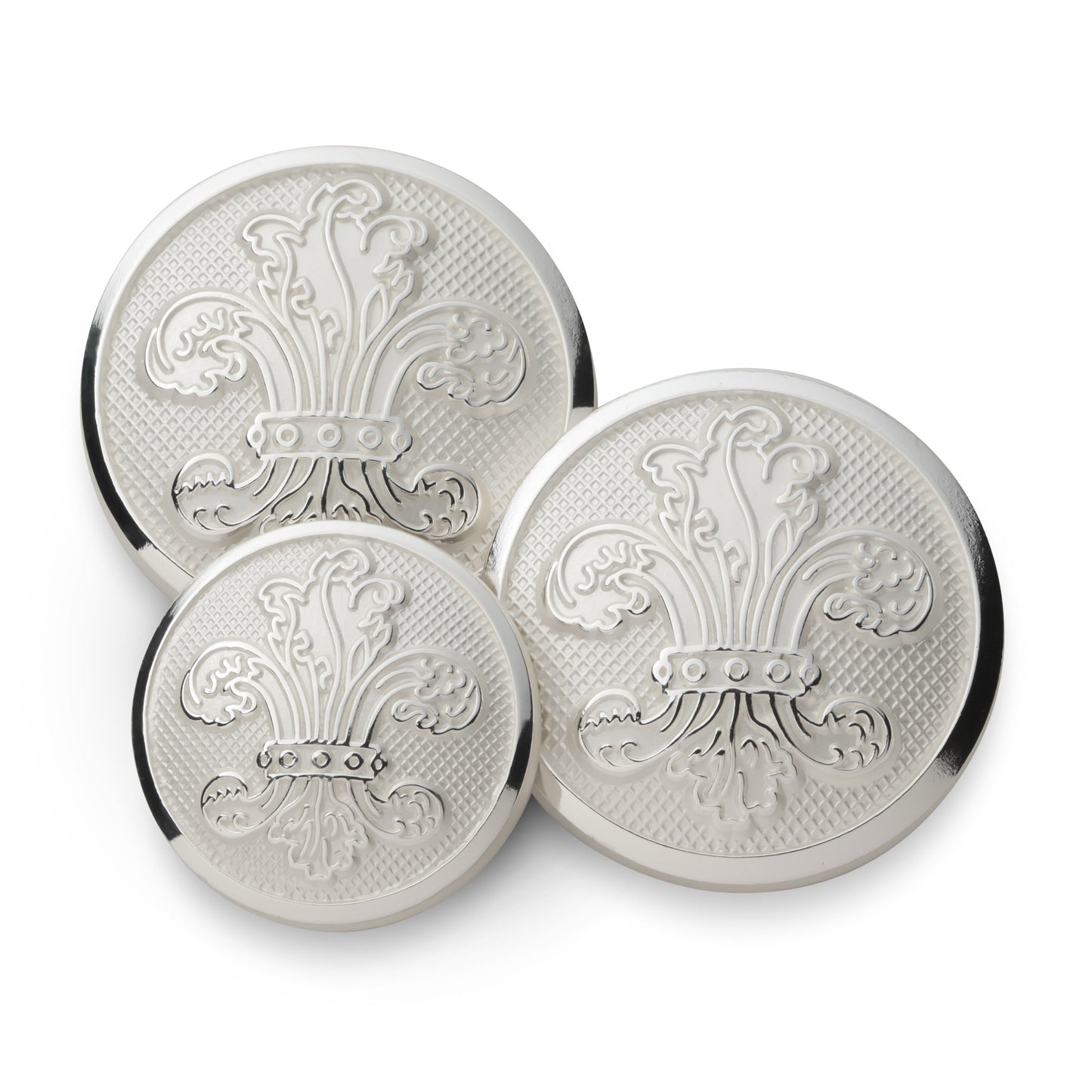 Fleur De Lys Blazer Button Set In Silver Benson & Clegg