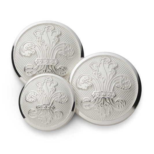 Fleur De Lys Blazer Button Set In Silver Benson & Clegg