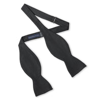 Black barathea silk self-tie bow tie in deep black color by Benson & Clegg