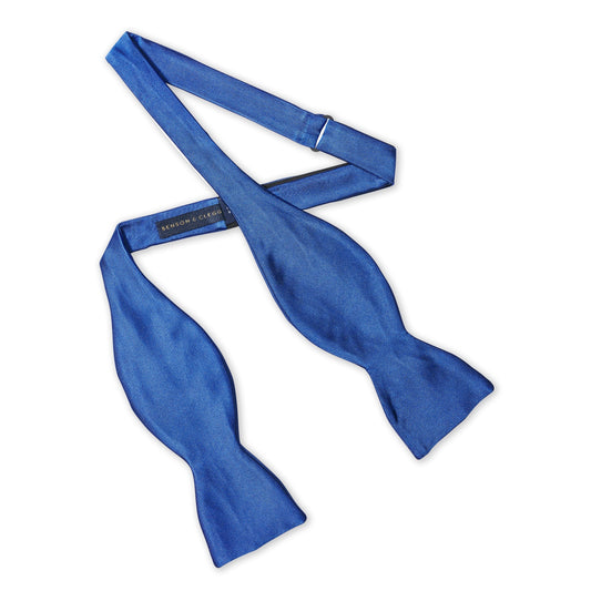 Blue Satin Silk Self-Tie Bow Tie Benson & Clegg