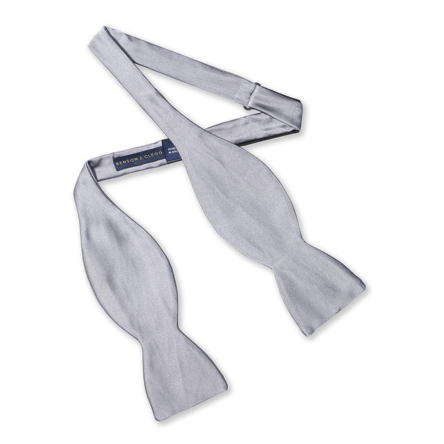Silver Satin Silk Self-Tie Bow Tie Benson & Clegg
