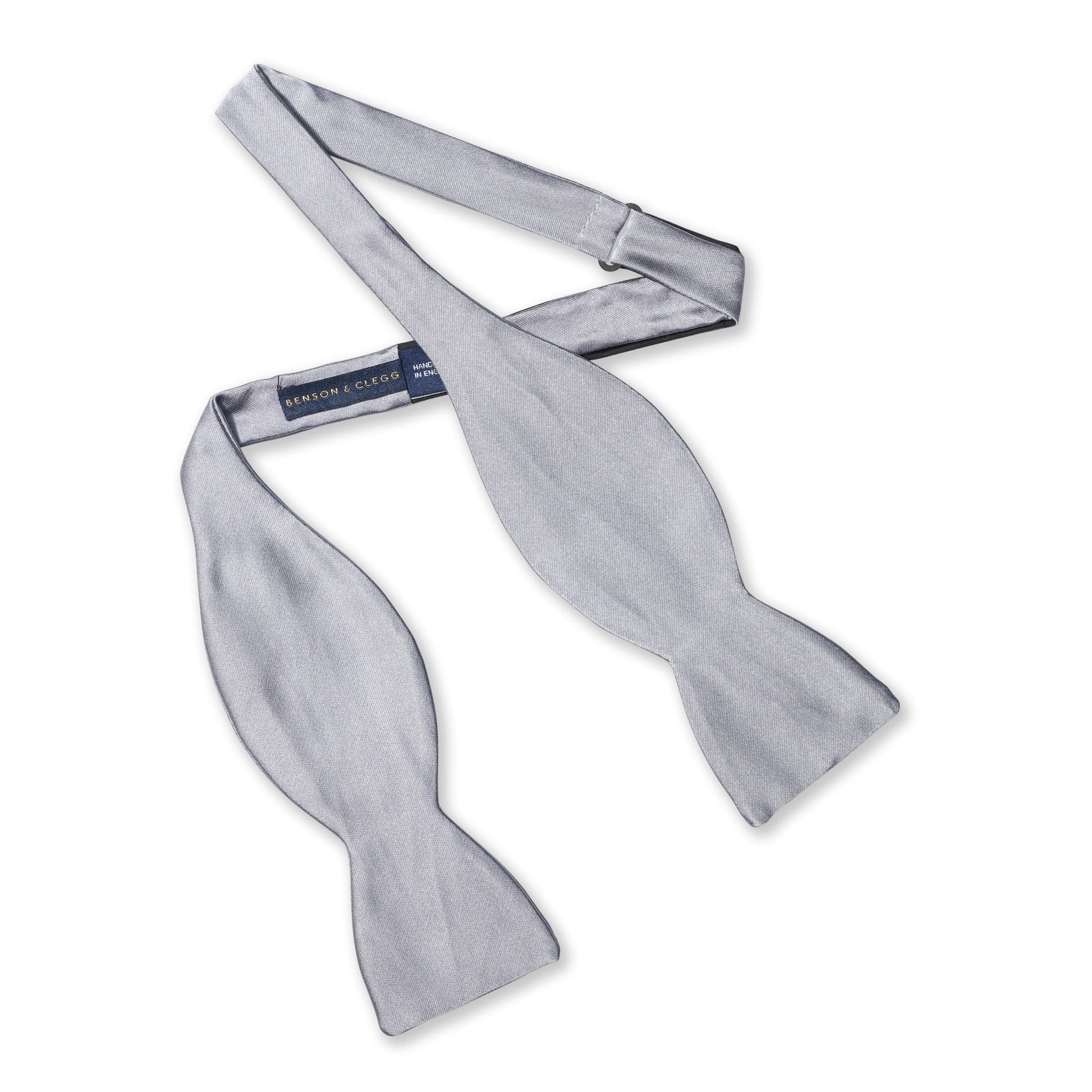 Silver Satin Silk Self-Tie Bow Tie Benson & Clegg