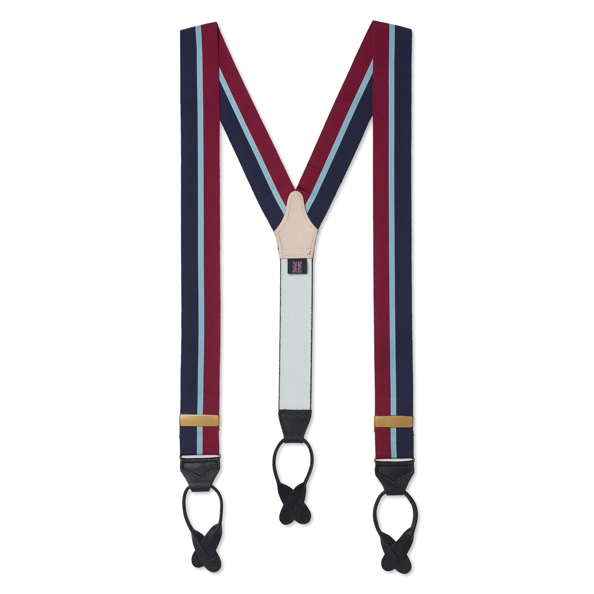 Royal Air Force braces in black leather with brass fittings by Benson & Clegg.