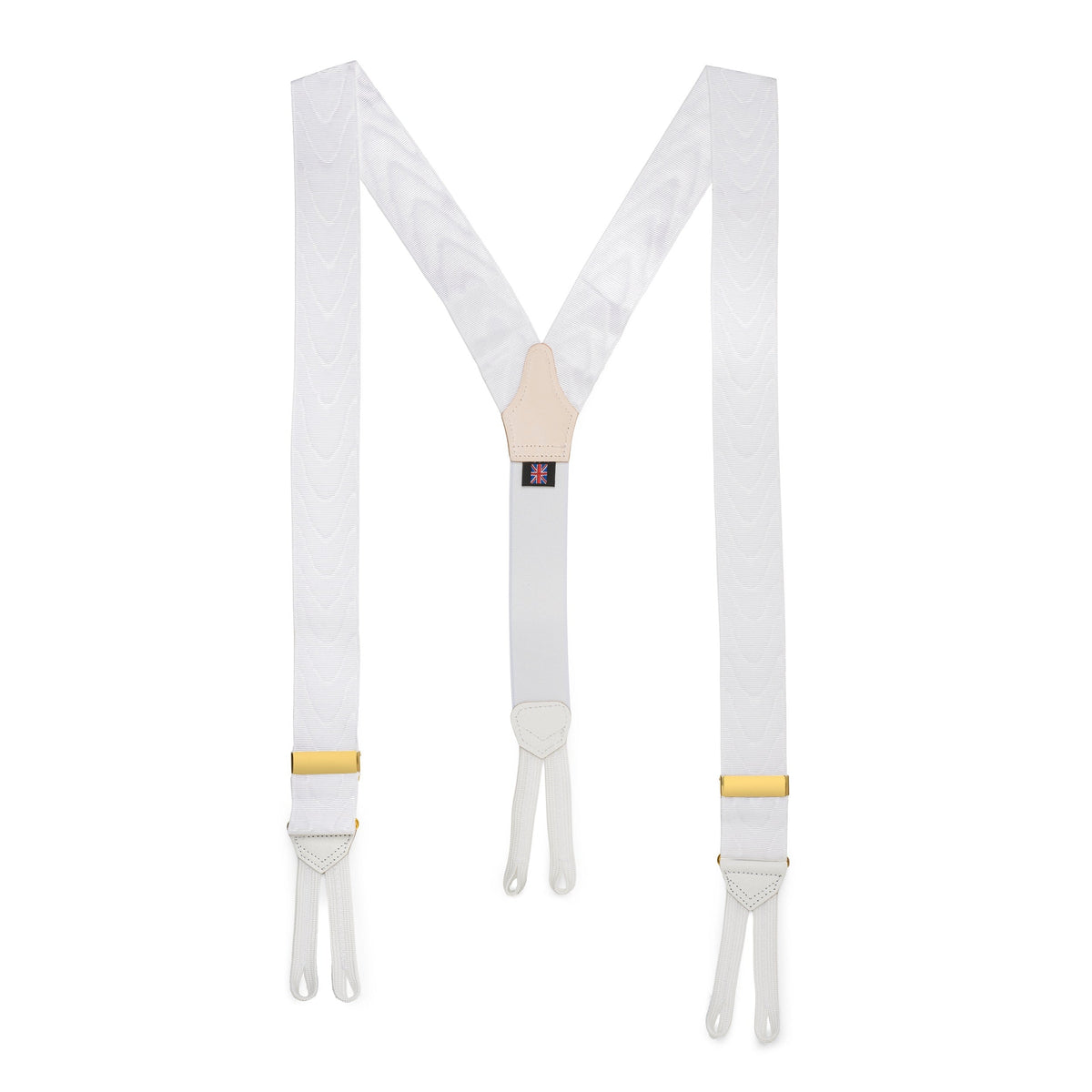Silk Moire Braces In White Benson & Clegg