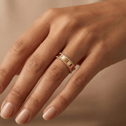 Solid Gold Ring – Beaded Edge Classic – 14ct Gold Majestic Jewellery