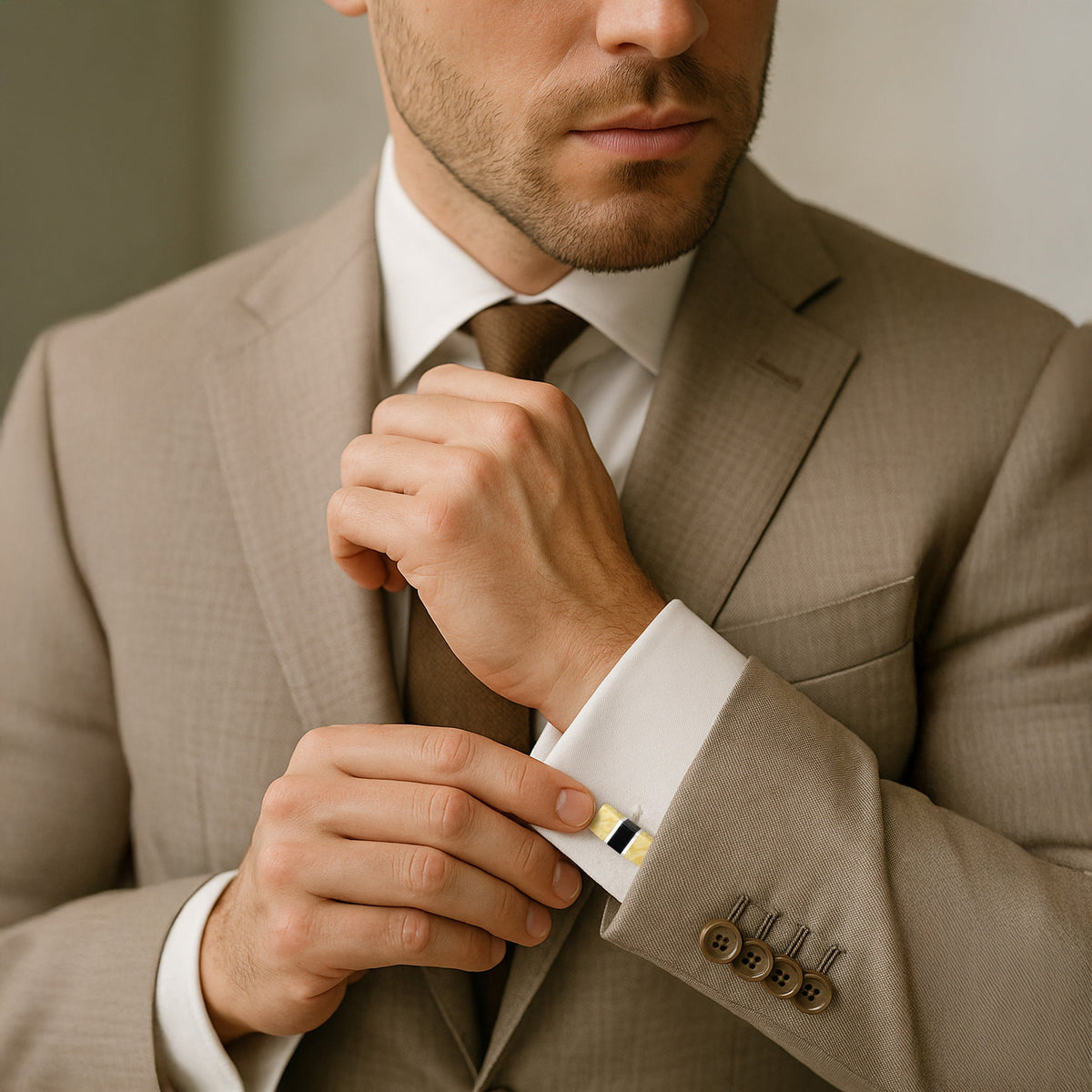 Baltic amber and jet rectangle cufflinks in sterling silver, featured on a dark background by Benson & Clegg.