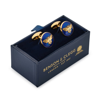 Bee Cufflinks In Blue Benson & Clegg