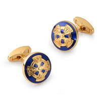 Celtic Cross Cufflinks In Royal Blue Benson & Clegg