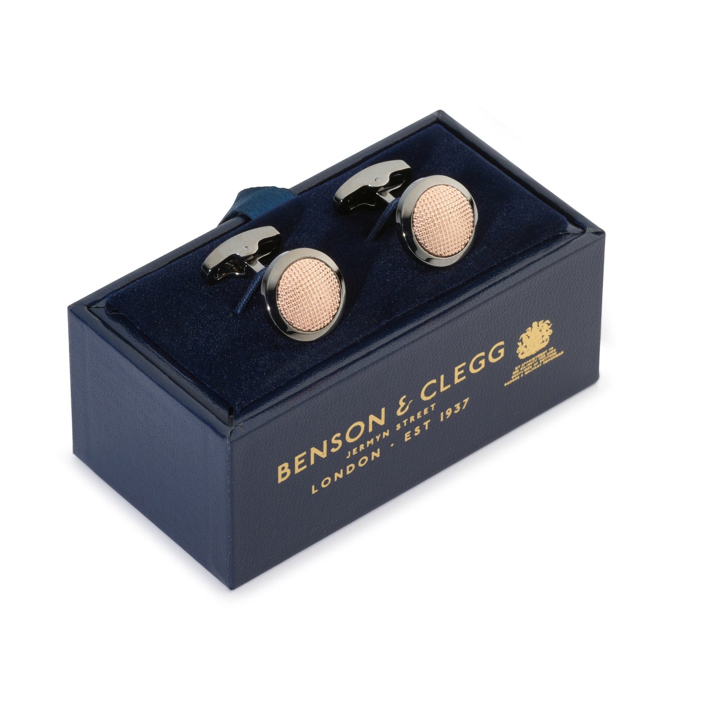 Clous Cufflinks In Rose Gold Benson & Clegg