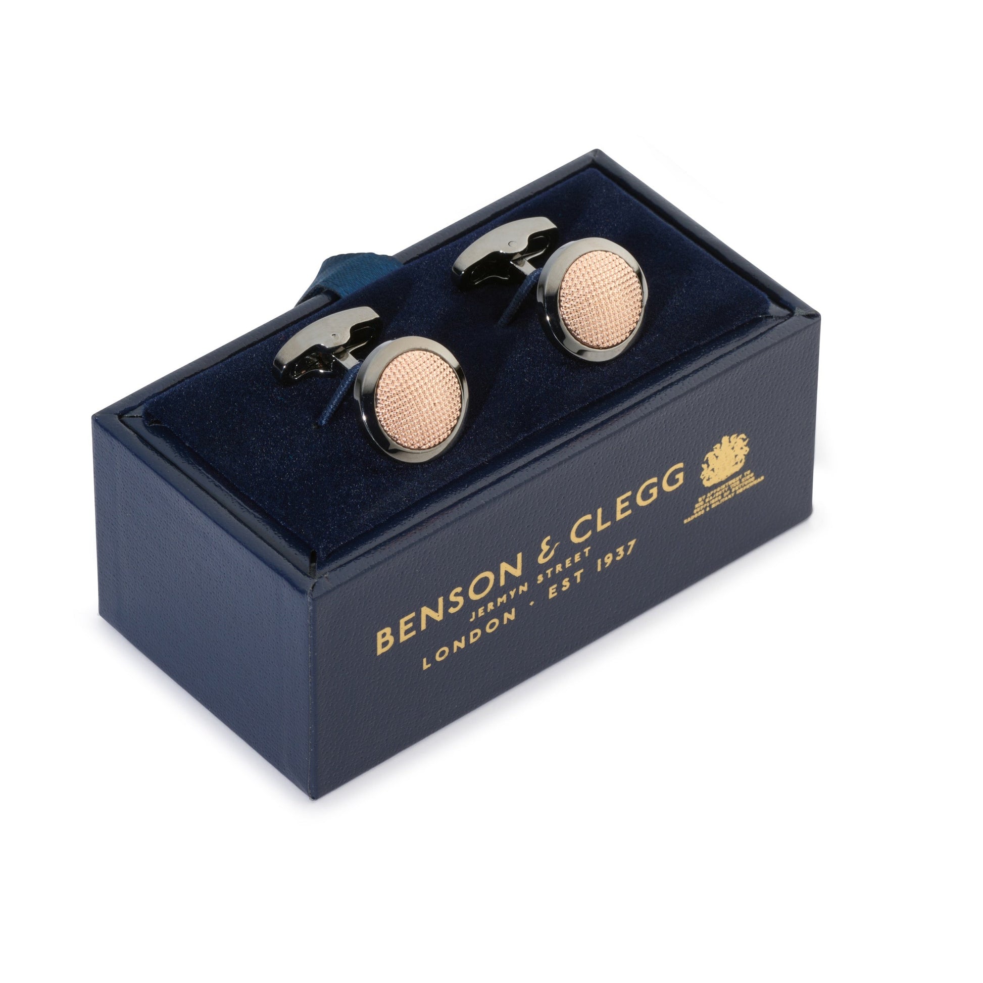 Clous Cufflinks In Rose Gold Benson & Clegg