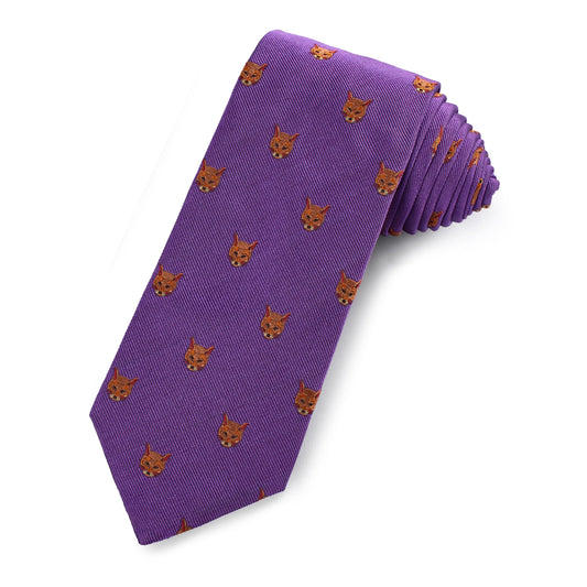 Fox Head Silk Tie in Regency Purple Benson & Clegg