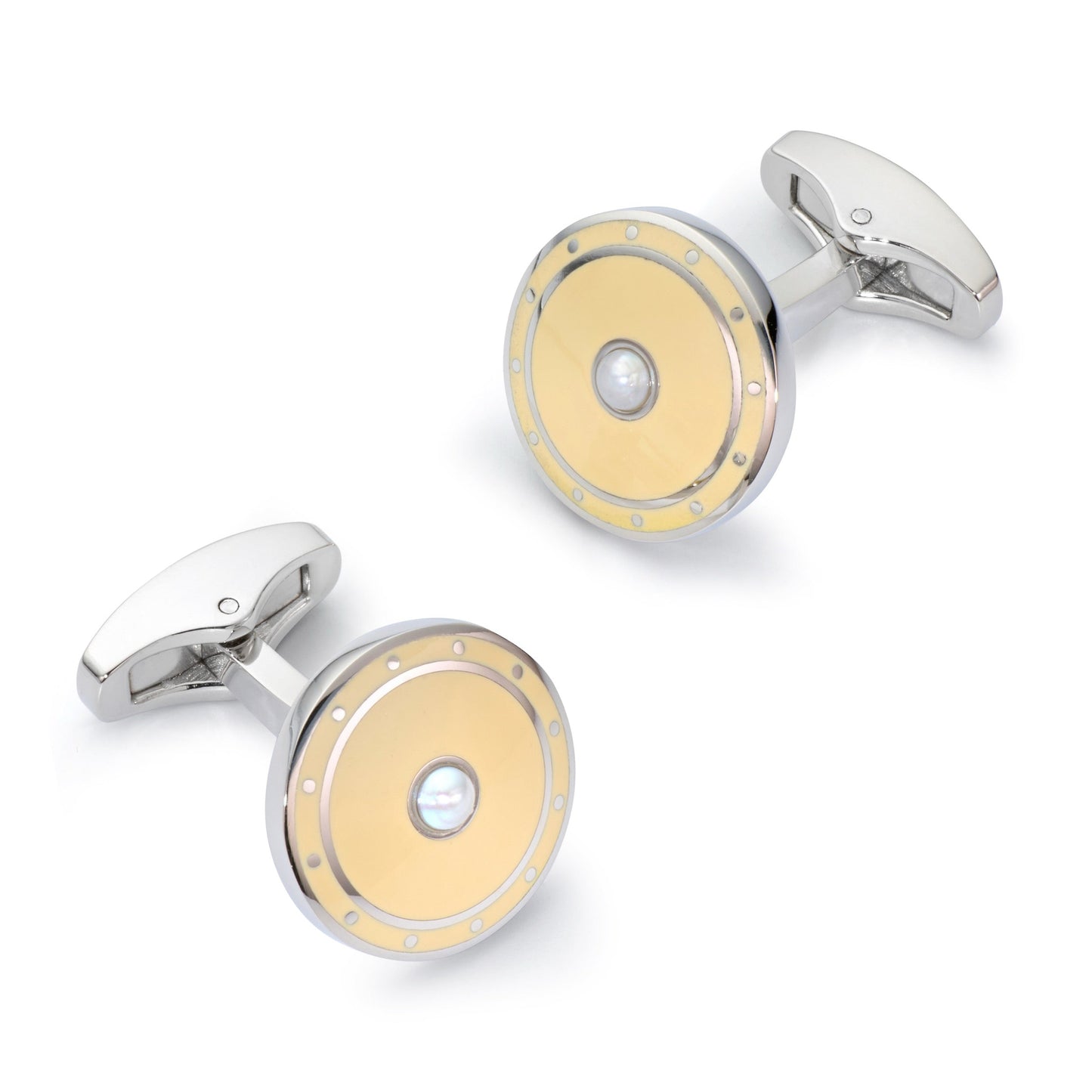 Halo Cufflinks In Ivory Gold Benson & Clegg