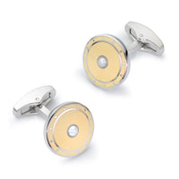 Halo Cufflinks In Ivory Gold Benson & Clegg