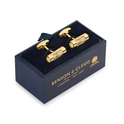 Hourglass Cufflinks In Gold Benson & Clegg