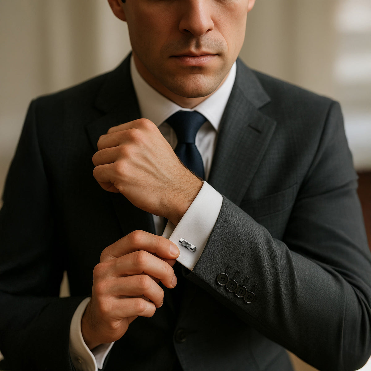 Hourglass Cufflinks In Silver Benson & Clegg