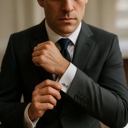 Hourglass Cufflinks In Silver Benson & Clegg